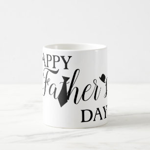Mug Cravate noire blanche Scripts joyeuse Fête des pèr