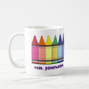 Mug Crayons arc-en-ciel personnalisés Artiste enseigna