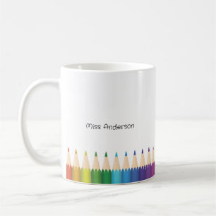 Mug Crayons de couleur personnalisés au nom de l'ensei