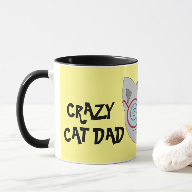 Mug CRAZY CAT DAD Coffee (Avec donut)