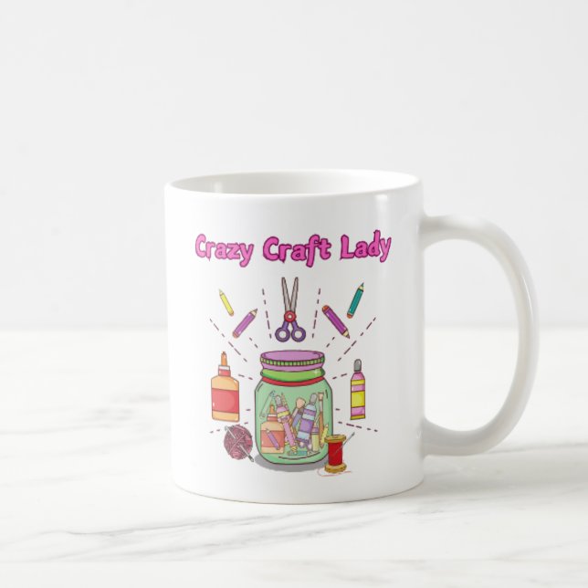 Mug Crazy Craft Lady Mug, café pour elle, cadeau, (Droite)