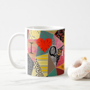 Mug Crazy Quilt Patchwork I Love Quilting Monogrammé
