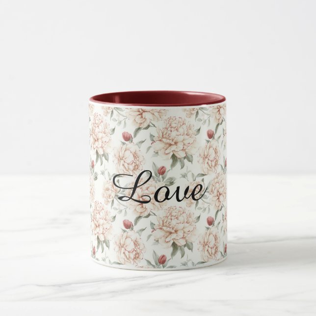 Mug Cream Red Cherry Hearts Valentine's Day Love Bows (Centre)