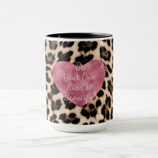 Mug Creamy Brown Black Leopard Coeur Belle (Centre)