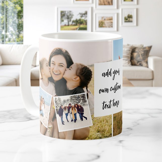Mug Create Your Own Custom 6 Photo Collage With Text (Créateur téléchargé)