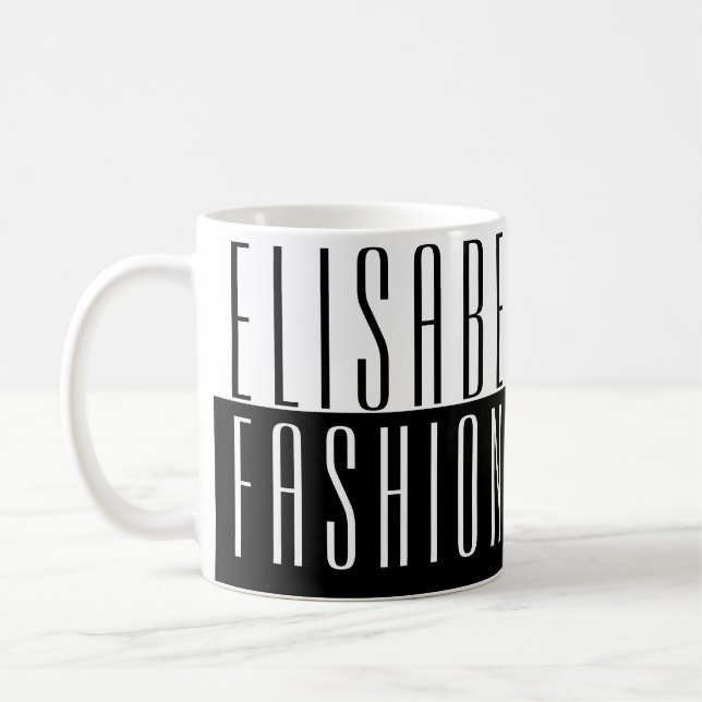 Mug créateur de mode professionnel chic noir & blanc (Gauche)