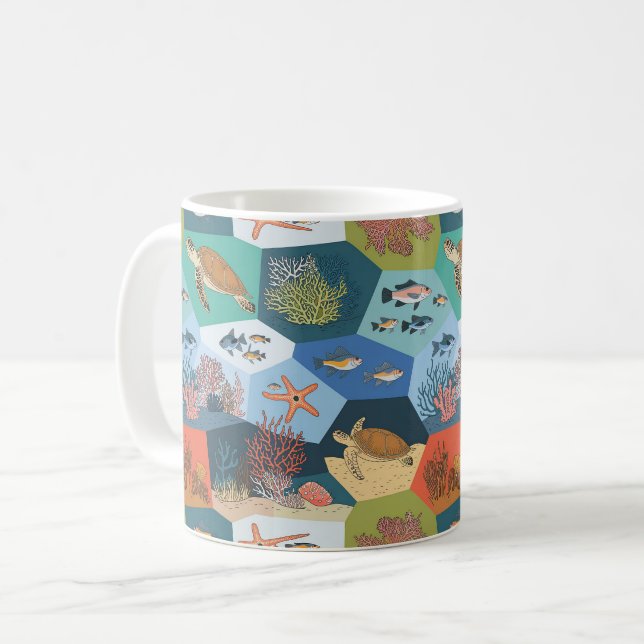 Mug Création sous-marine Conception de collage (Devant gauche)