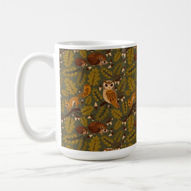 Mug Créatures des bois et Motif Feuille (Gauche)
