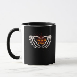 Mug Creep It Real, Skeleton Mains Montrant Le Coeur
