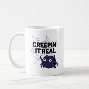 Mug Creepin It Real Funny Halloween Spider Pun