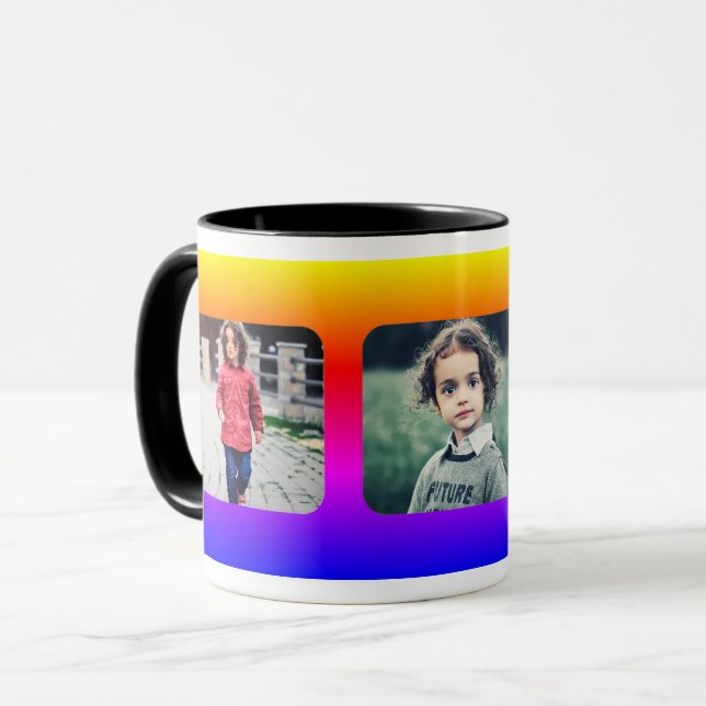 Mug Créez vos propres 3 photos de famille (Devant gauche)