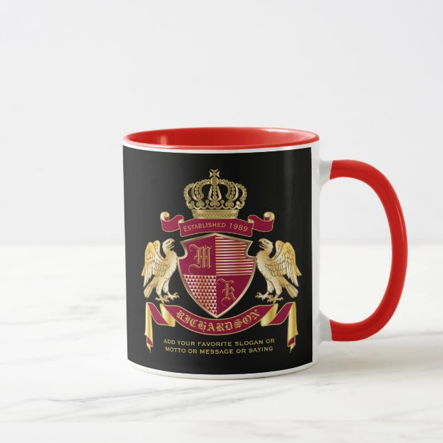 Mug Créez votre propre blason d'armoiries d'aigle roug (Droite)