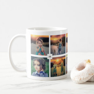 Mug Créez votre propre collage photo de famille monogr