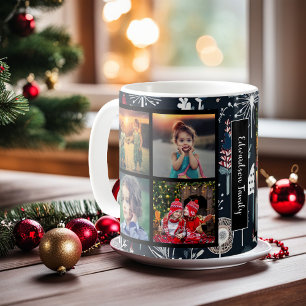 Mug Créez votre propre collage photo de famille Noël