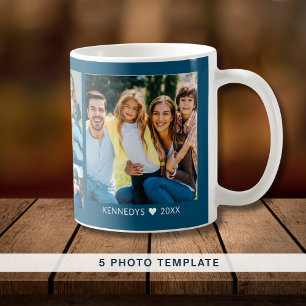 Mug Créez votre propre collection de photos de 5 famil