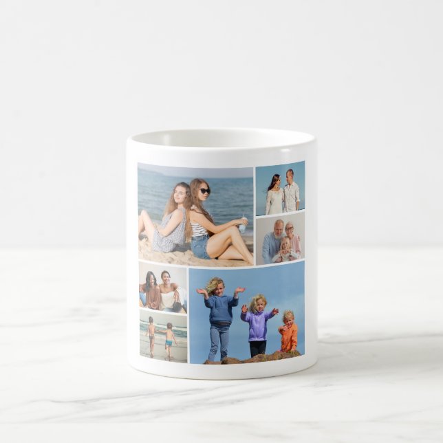 Mug Créez votre propre collection photo de 6 personnes (Centre)