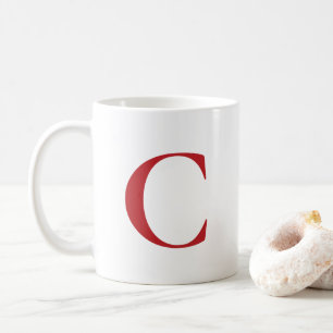 Mug Créez votre propre grand monogramme rouge