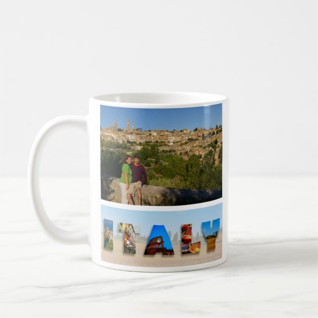 Mug Créez votre propre Italie Vacances photo Voyage (Gauche)