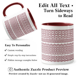Mug Créez Votre Propre Long Message Caché, Texte, Bord