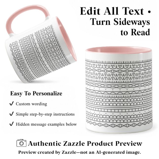 Mug Créez Votre Propre Long Message Caché, Texte, Gris (Créateur téléchargé)