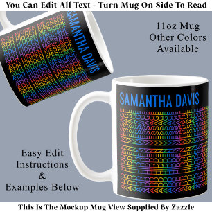 Mug Créez Votre Propre Message Caché et Nom Arc-en-Cie
