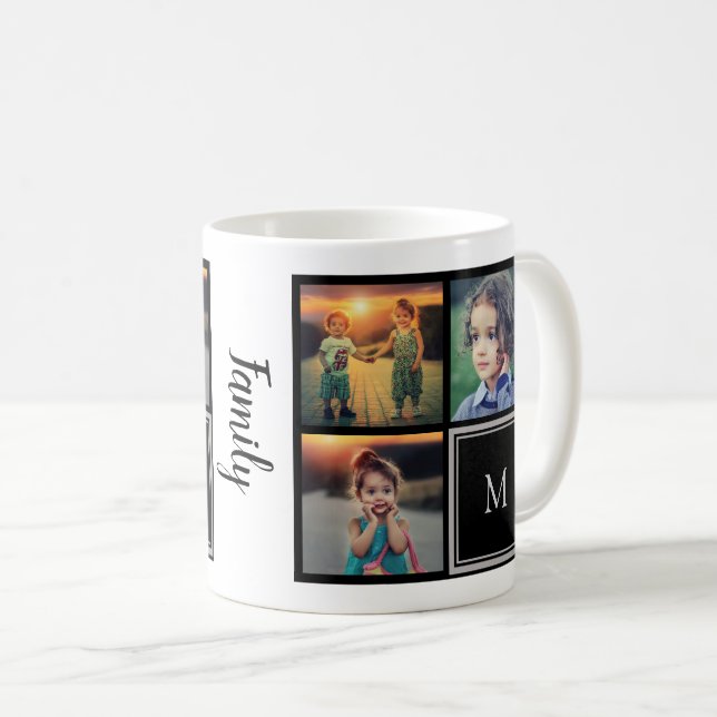 Mug Créez votre propre monogramme de collage de photos (Devant droit)