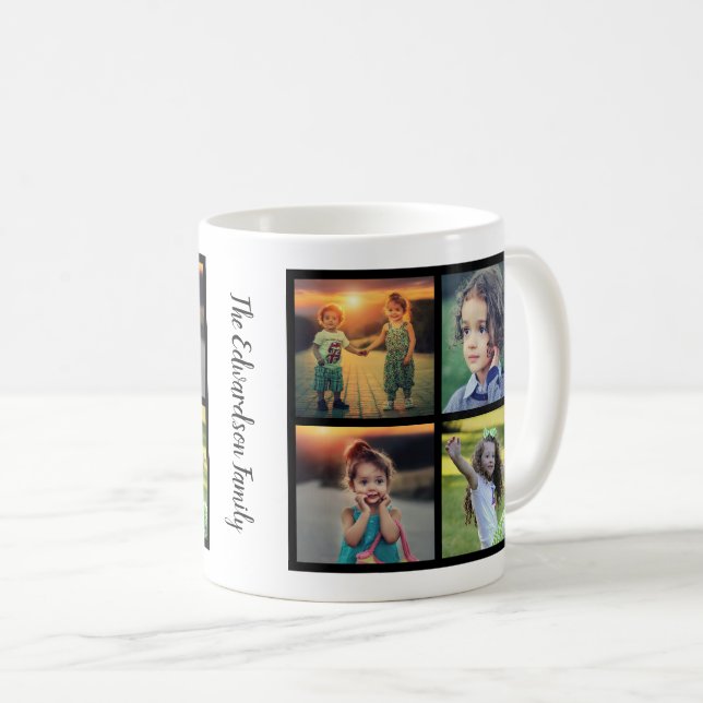 Mug Créez votre propre nom de famille de collage photo (Devant droit)