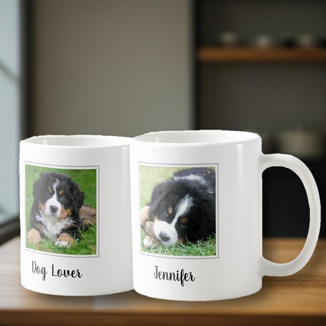 Mug Créez votre propre nom de monogramme amoureux des  (Create your own Dog lover mug, Add your own dog photos and your name to personalize.)