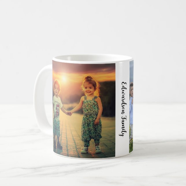 Mug Créez votre propre nom de monogramme photo de fami (Devant gauche)