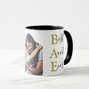 Mug Créez votre propre photo Black Gold Best Aunt Eve