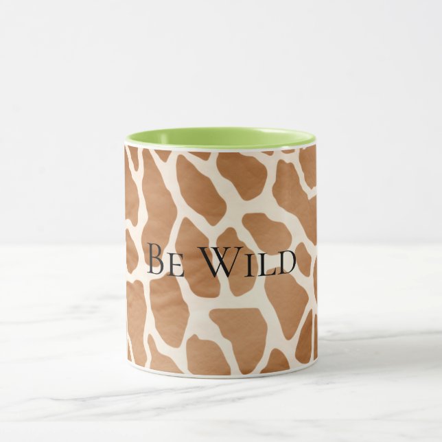Mug Crème Brown Safari Giraffe Poster de animal (Centre)