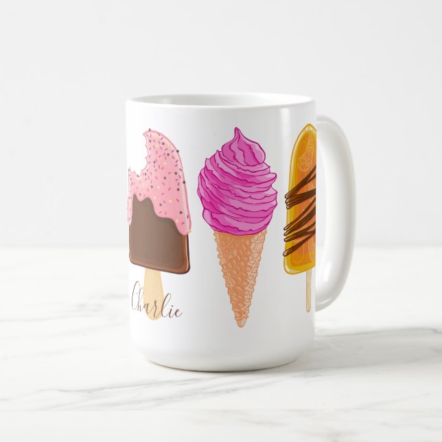 Mug Crème glacée nom personnalisé muettes (Devant droit)