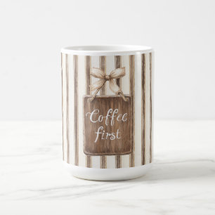 Mug Crème marron Cocoa rayures café d'abord  