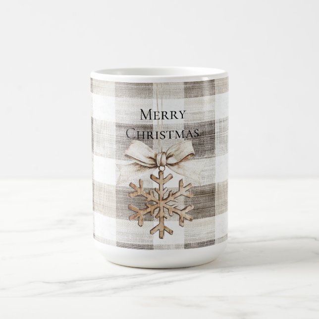 Mug Crème Plaid Stripes Christmas Snowflake (Centre)