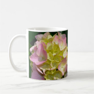 Mug Crème rose Hydrangeas jaune rose vert floral