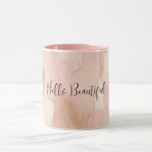 Mug Crème rose pâle blanc Or blanc
