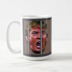 Mug Criant Trump Tête Derrière Les Barreaux De Prison