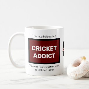 Mug Cricket Addict Ajouter Votre Nom Monogramme Initia