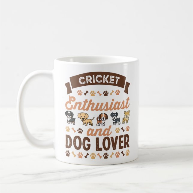 Mug Cricket Enthusiast and Dog Lover Gift (Gauche)