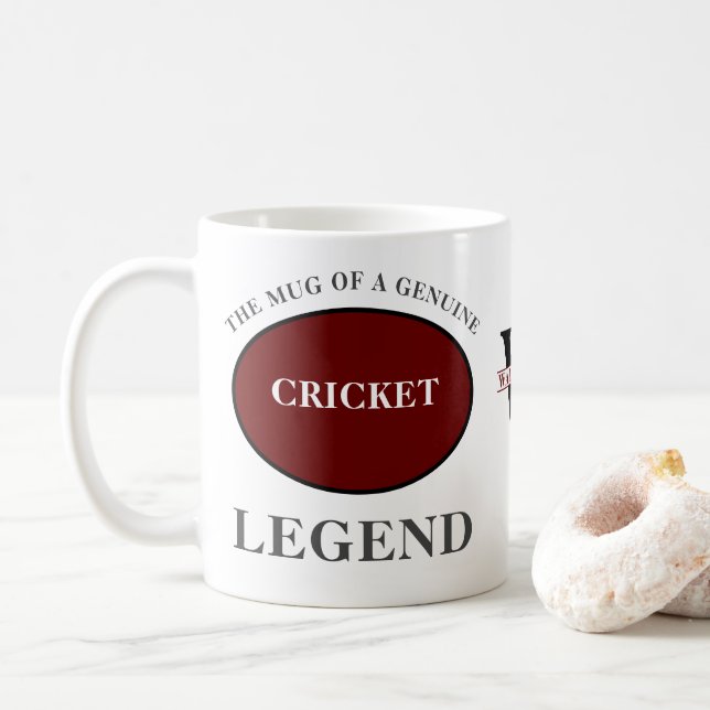 Mug Cricket Legend Monogramme Ajouter Votre Nom Annive (Avec donut)