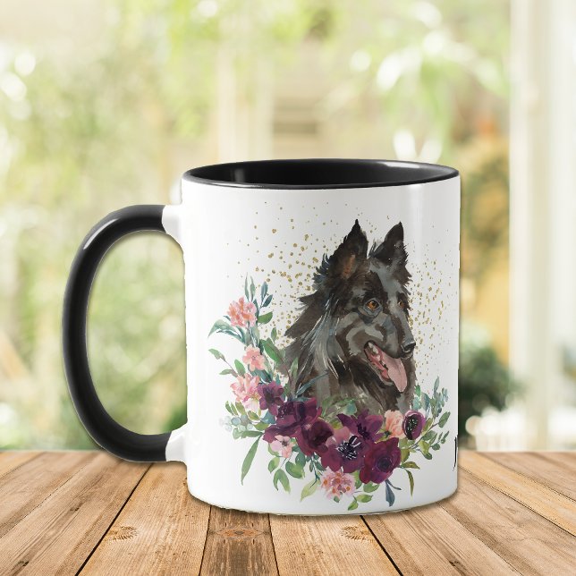 Mug Crimson Floral Bouquet Belge Tervuren Chien (Créateur téléchargé)