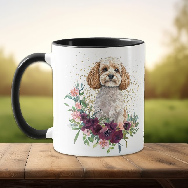 Mug Crimson Floral Bouquet Cockapoo Chien (Créateur téléchargé)
