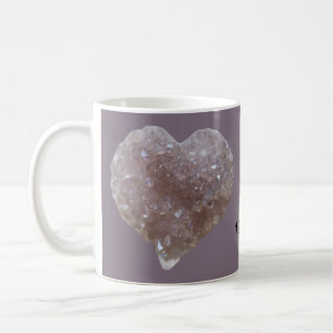Mug Cristaux d'Améthyste rose en forme de coeur Aimer 