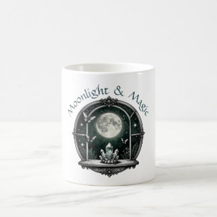 Mug Cristaux et pleine lune avec papillons de nuit Art
