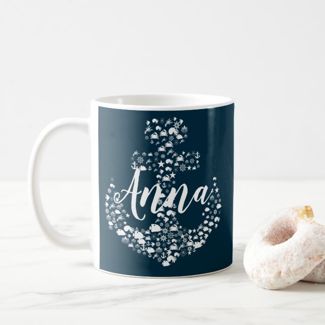 Mug Critère maritime Ancre nautique / côtier (Avec donut)
