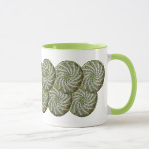 Mug - Crochet blanc spirale sur vert