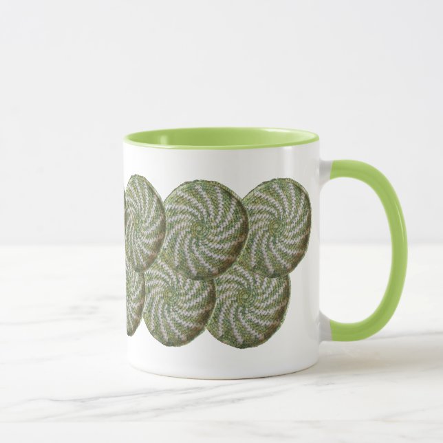 Mug - Crochet blanc spirale sur vert (Droite)