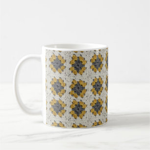 Mug Crochet granny carré jaune et gris