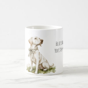 Mug Croire dans les rêves chien rayures vertes nœud pa