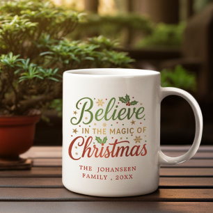 Mug Croire en Script de Noël Moderne Simple tendance